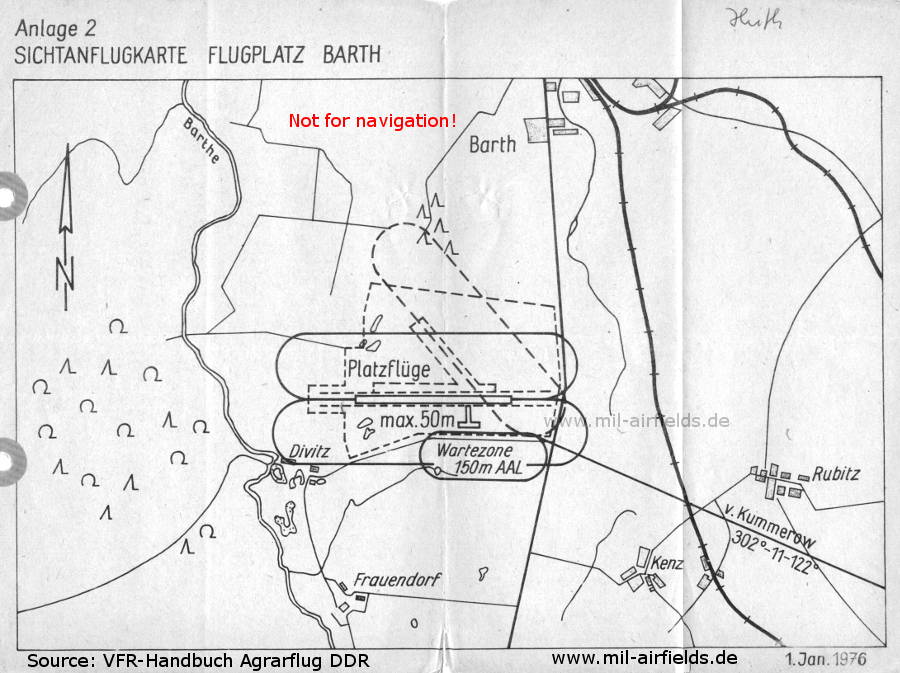 Flugplatz Barth, DDR: Sichtanflugkarte 1976