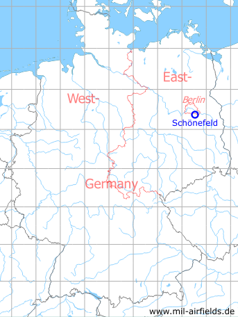 Map with location of Berlin Schönefeld Airport, Germany