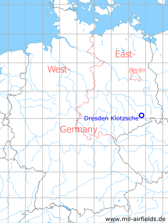 Karte mit Lage Flughafen Dresden Klotzsche, DDR