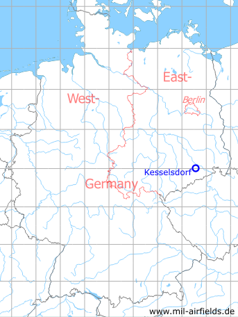 Karte mit Lage Flugplatz Kesselsdorf, DDR