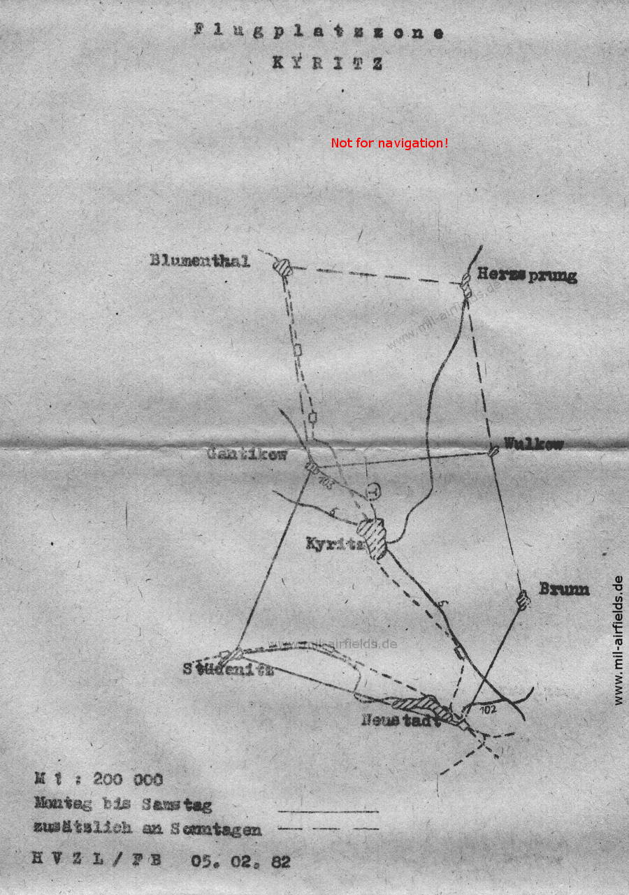 Map of aerodrome zone Kyritz Heinrichsfelde Airfield, East Germany 1982