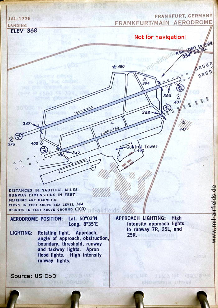 Karte Flugplatzkarte Flughafen Frankfurt/Main, 1955