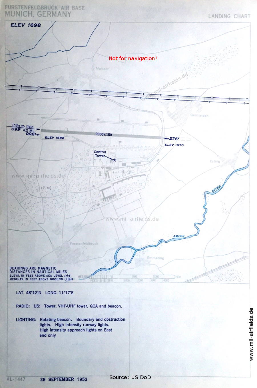 Map of Fürstenfeldbruck Air Base, Germany 1953