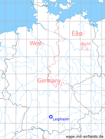 Map with location of Leipheim Air Base / Airfield, Germany
