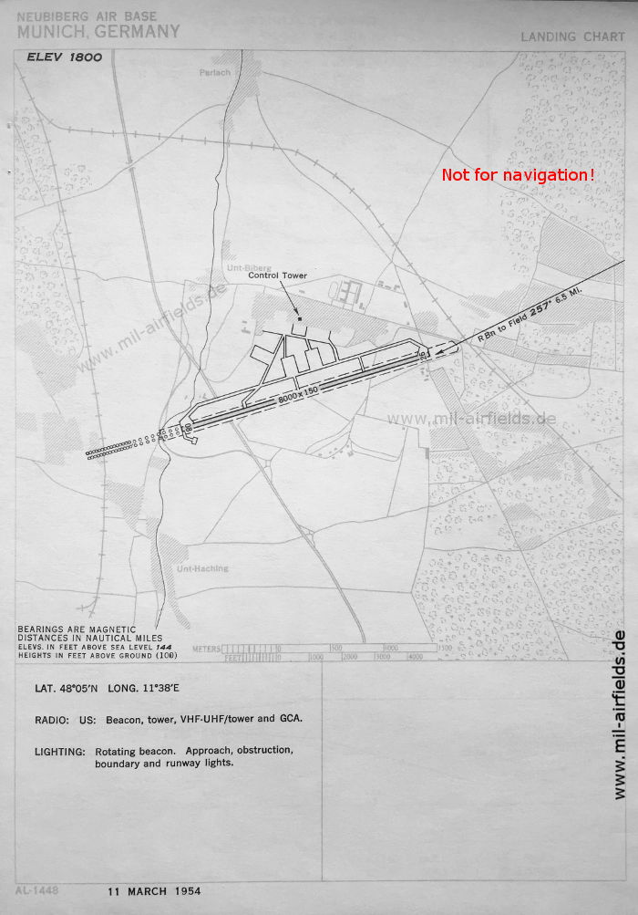 Map of Neubiberg Aerodrome, Germany, March 1954