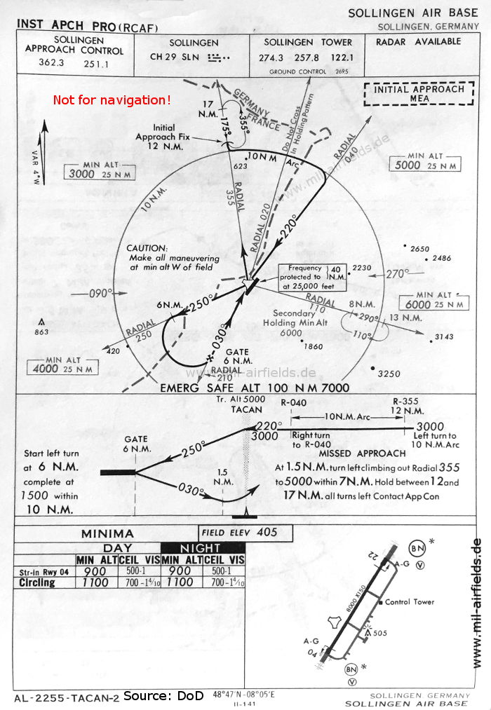 Soellingen Air Base, Germany: TACAN approach runway 04, May 1966