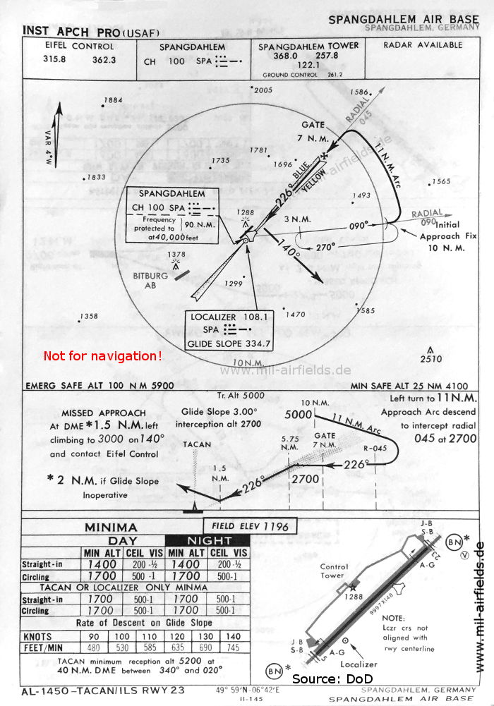 Karte ILS-Anflug Spangdahlem Landebahn 23, Mai 1966