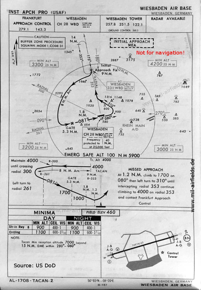 TACAN approach chart 08 Wiesbaden Erbenheim 1966