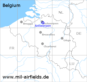 Map with location of Antwerp Deurne Airport, Belgium