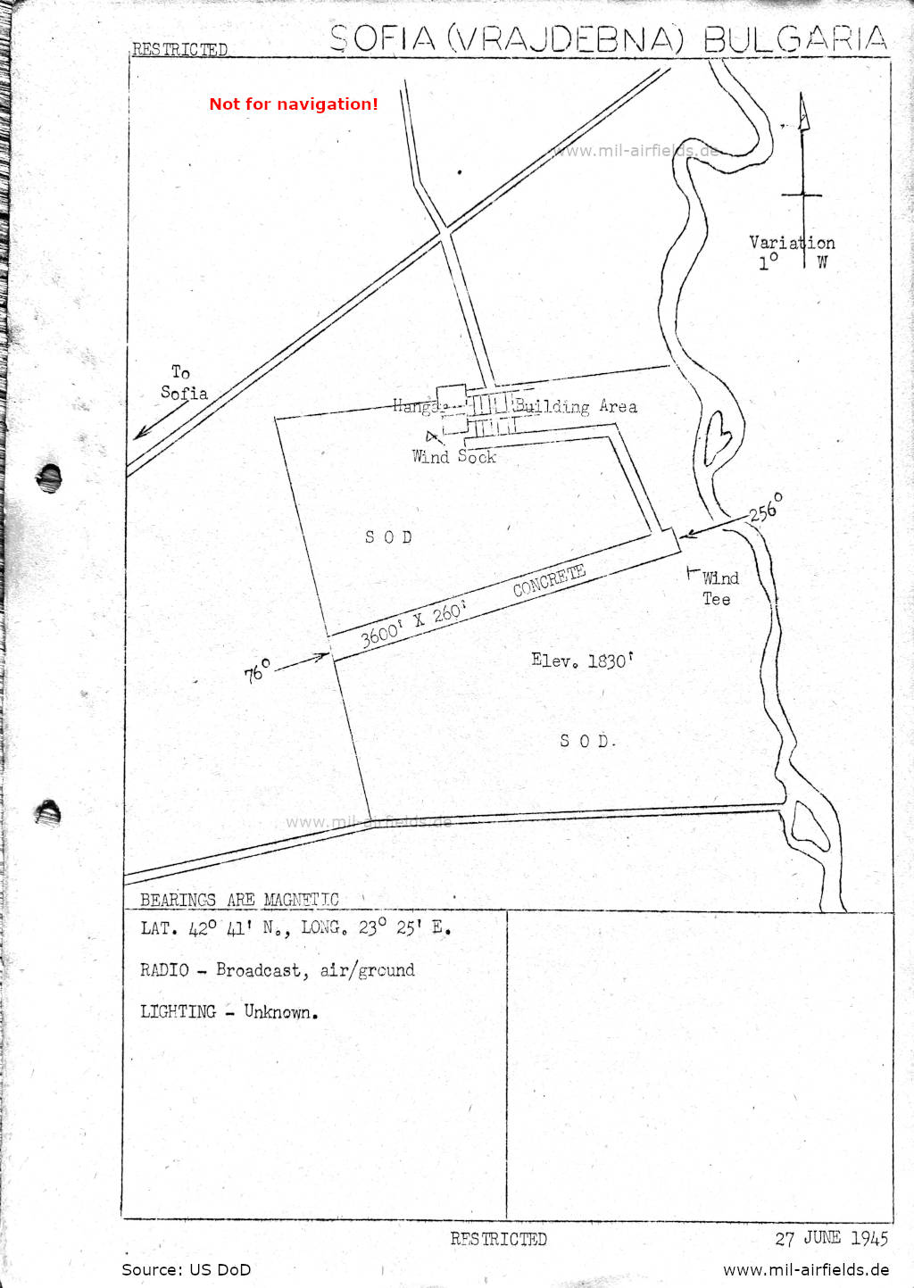 Airfield map Sofia 1945
