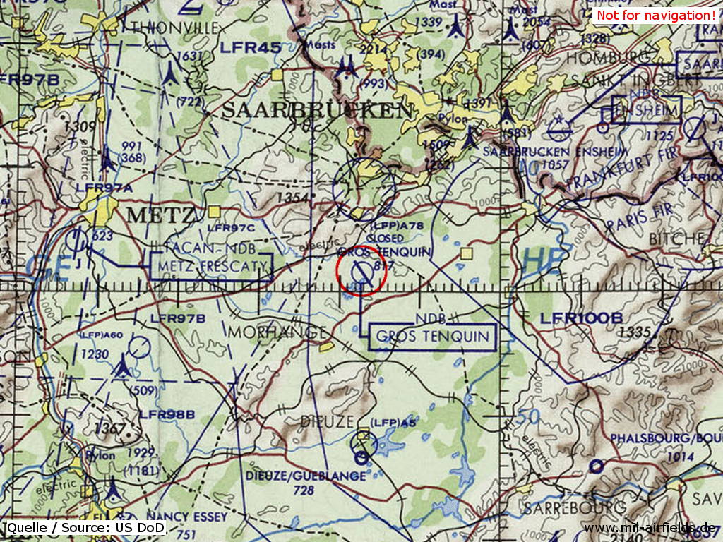 Base aérienne Grostenquin auf einer Karte 1972
