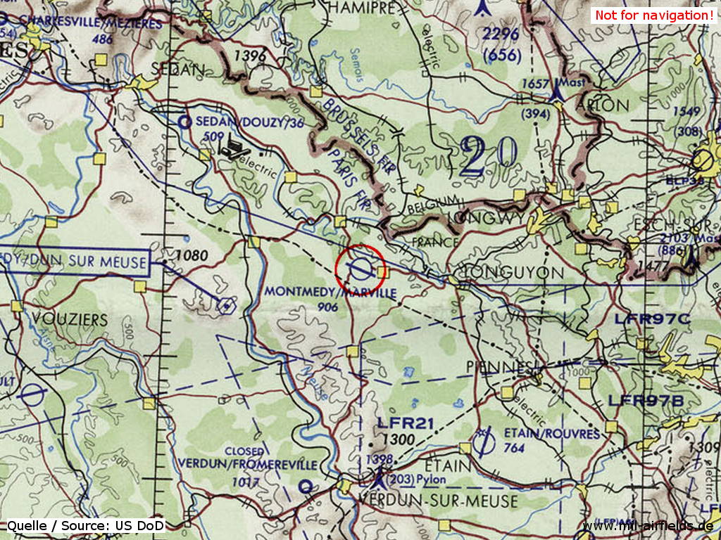 RCAF Station Marville auf einer Karte 1972