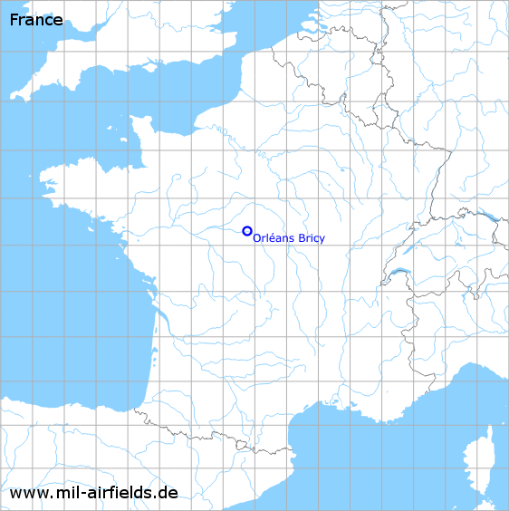 Karte mit Lage Flugplatz Orléans Bricy, Frankreich