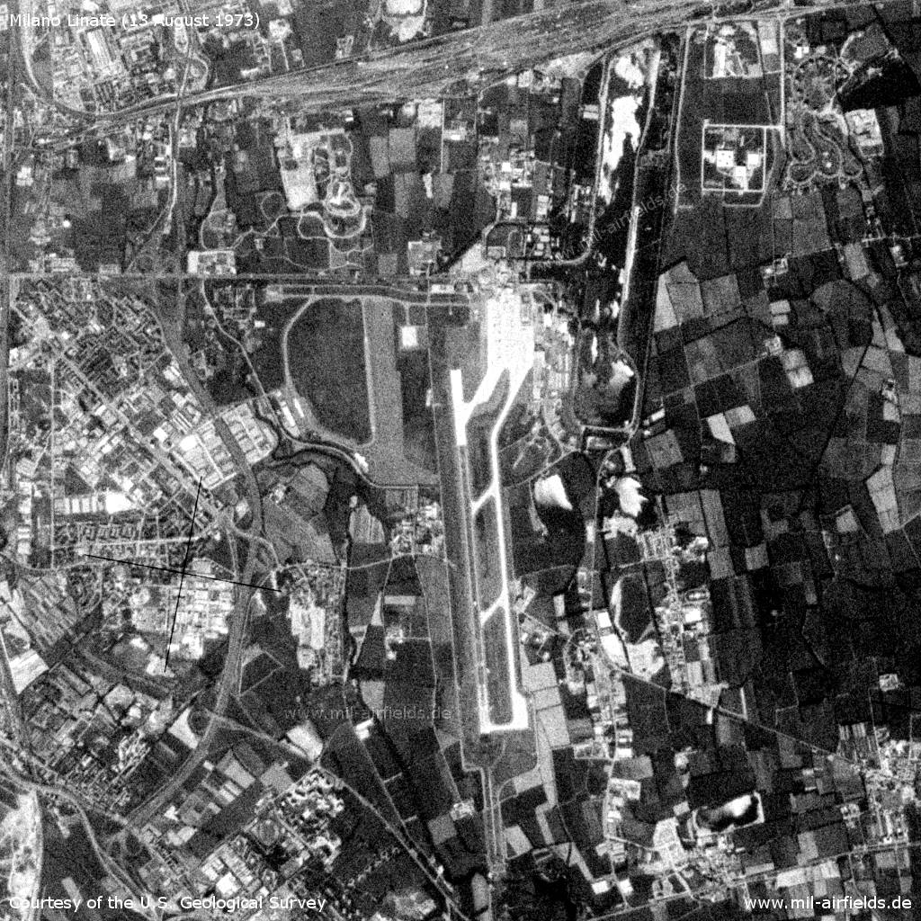 Milano Linate Airport, satellite image / aerial view from 1973