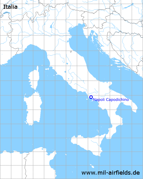 Karte mit Lage Flugplatz Flughafen Neapel Capodichino, Italien