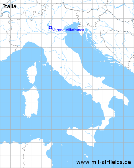Map with location of Verona Villafranca Airport / Air Base airfield, Italy