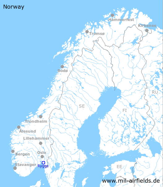 Karte mit Lage Flugplatz Rygge, Norwegen