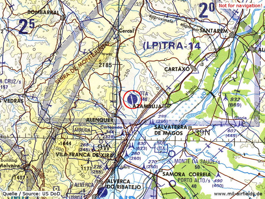 Flugplatz Ota auf einer Karte 1991