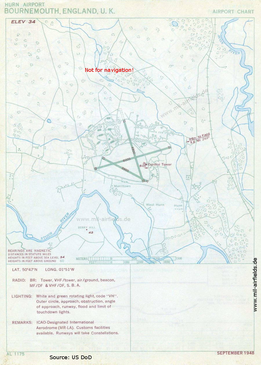 Bournemouth Hurn Airport map, 1948