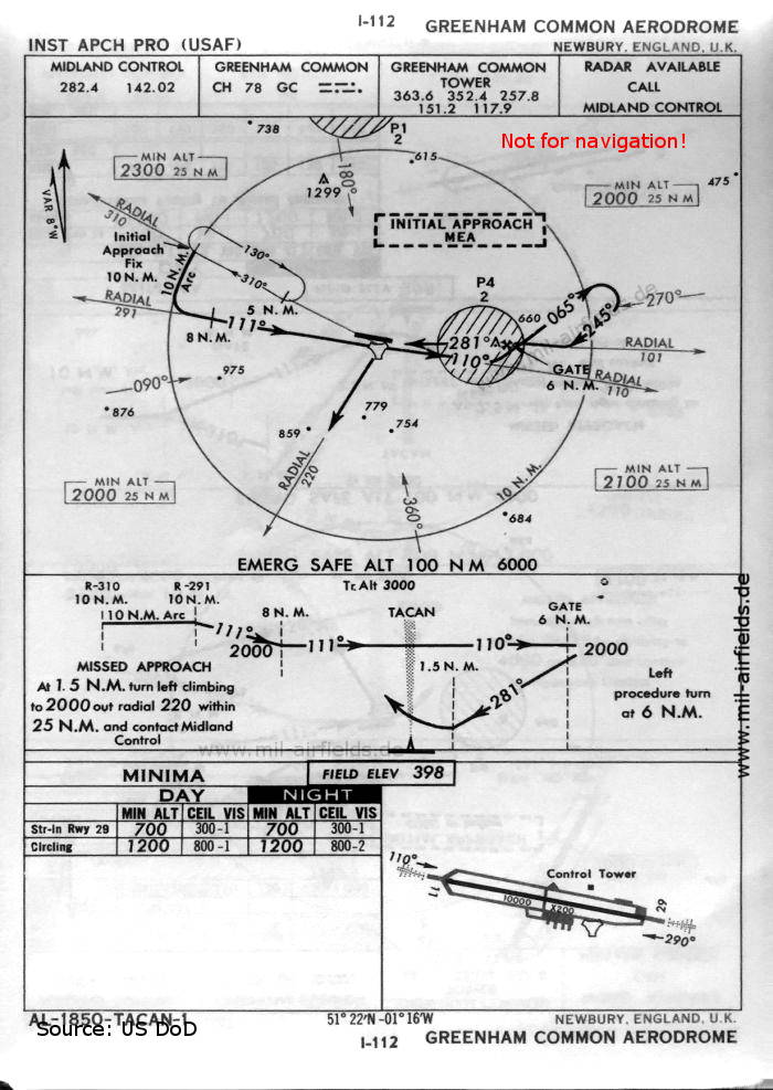 Karte TACAN-Anflug 29 RAF Greenham Common, 1960