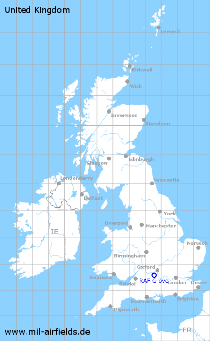 Karte mit Lage Flugplatz RAF Grove, Großbritannien