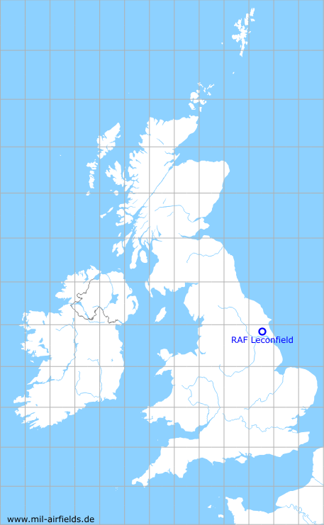 Karte mit Lage Flugplatz RAF Leconfield, Großbritannien