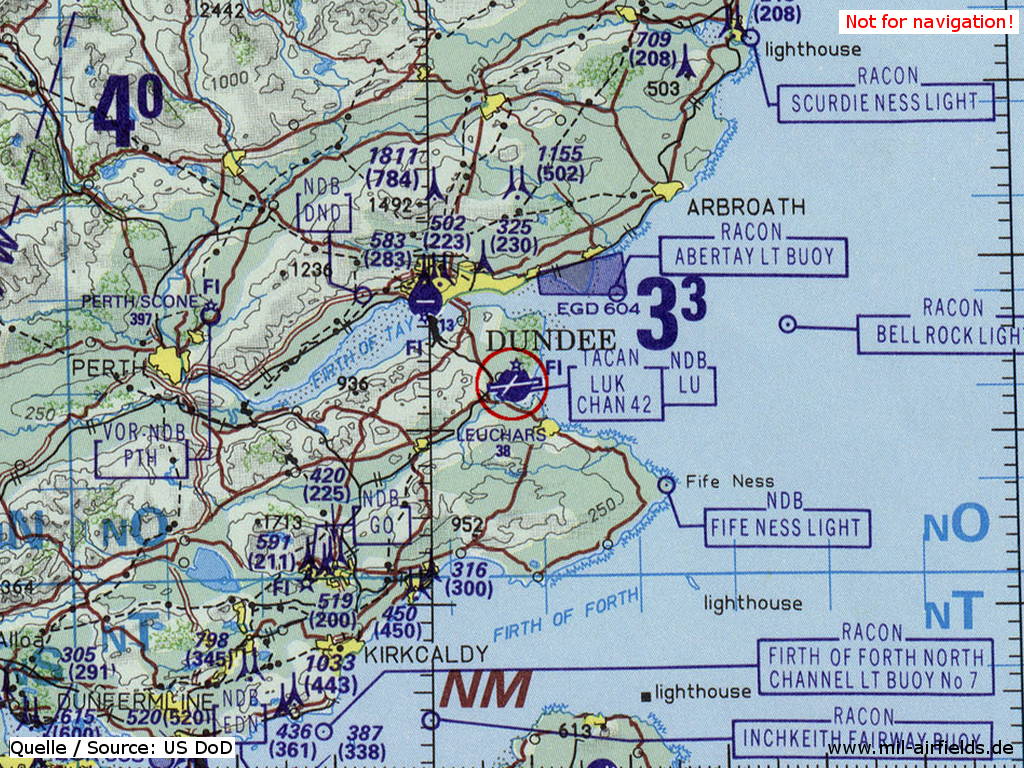 RAF Leuchars auf einer Karte 1993