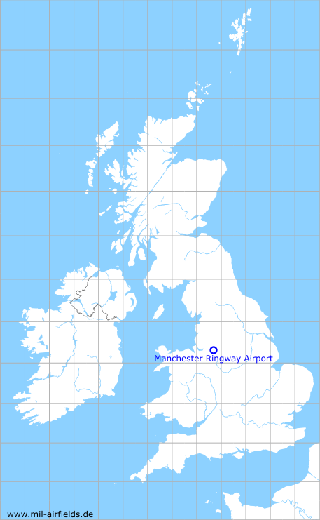 Karte mit Lage Flughafen Manchester Ringway, Großbritannien