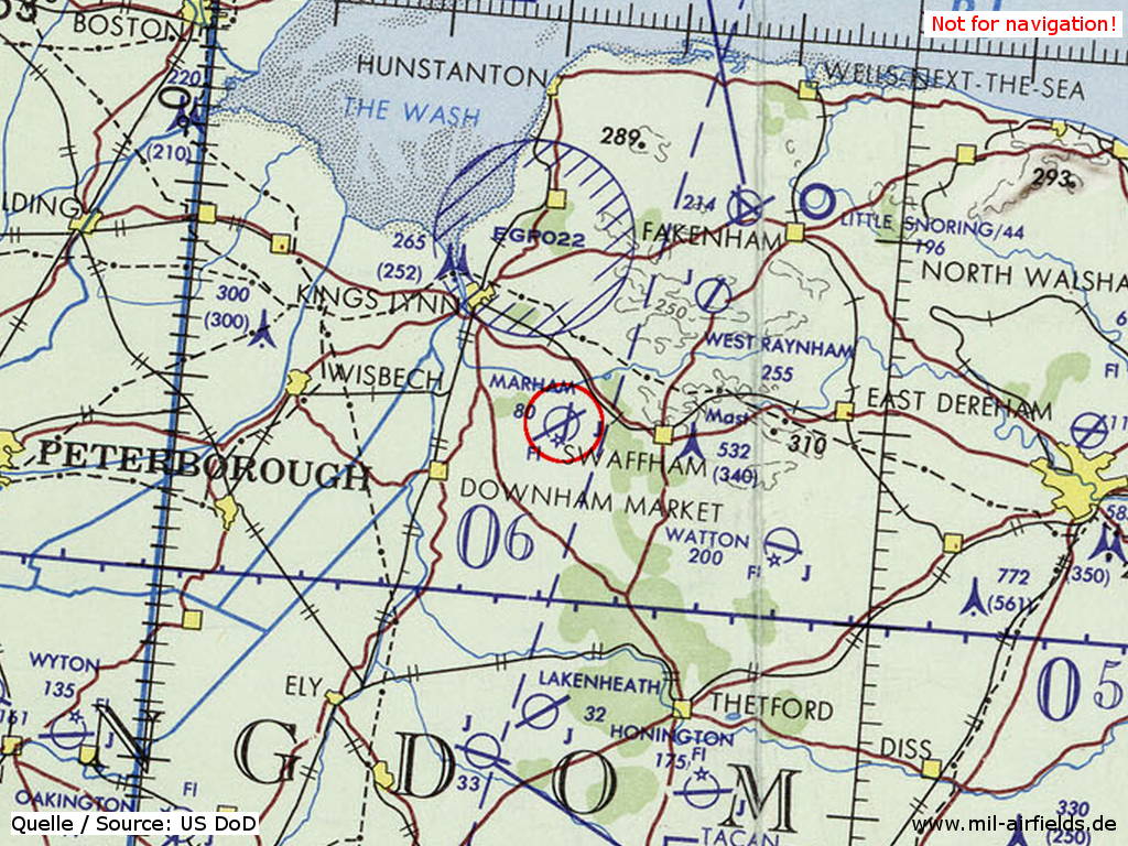 RAF Marham auf einer Karte 1972