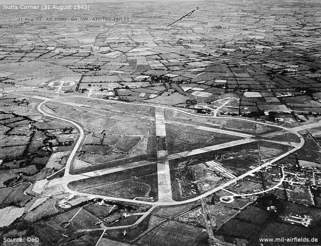 RAF Nutts Corner Airfield, Northern Ireland: Aerial view 1943