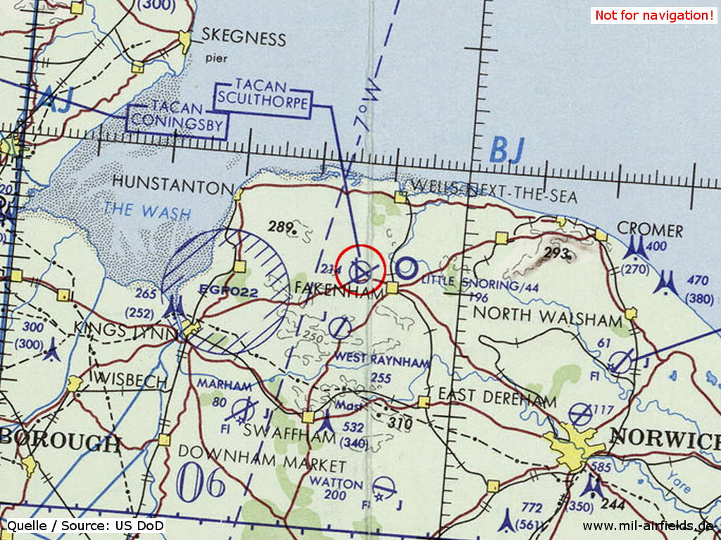RAF Sculthorpe auf einer Karte 1972