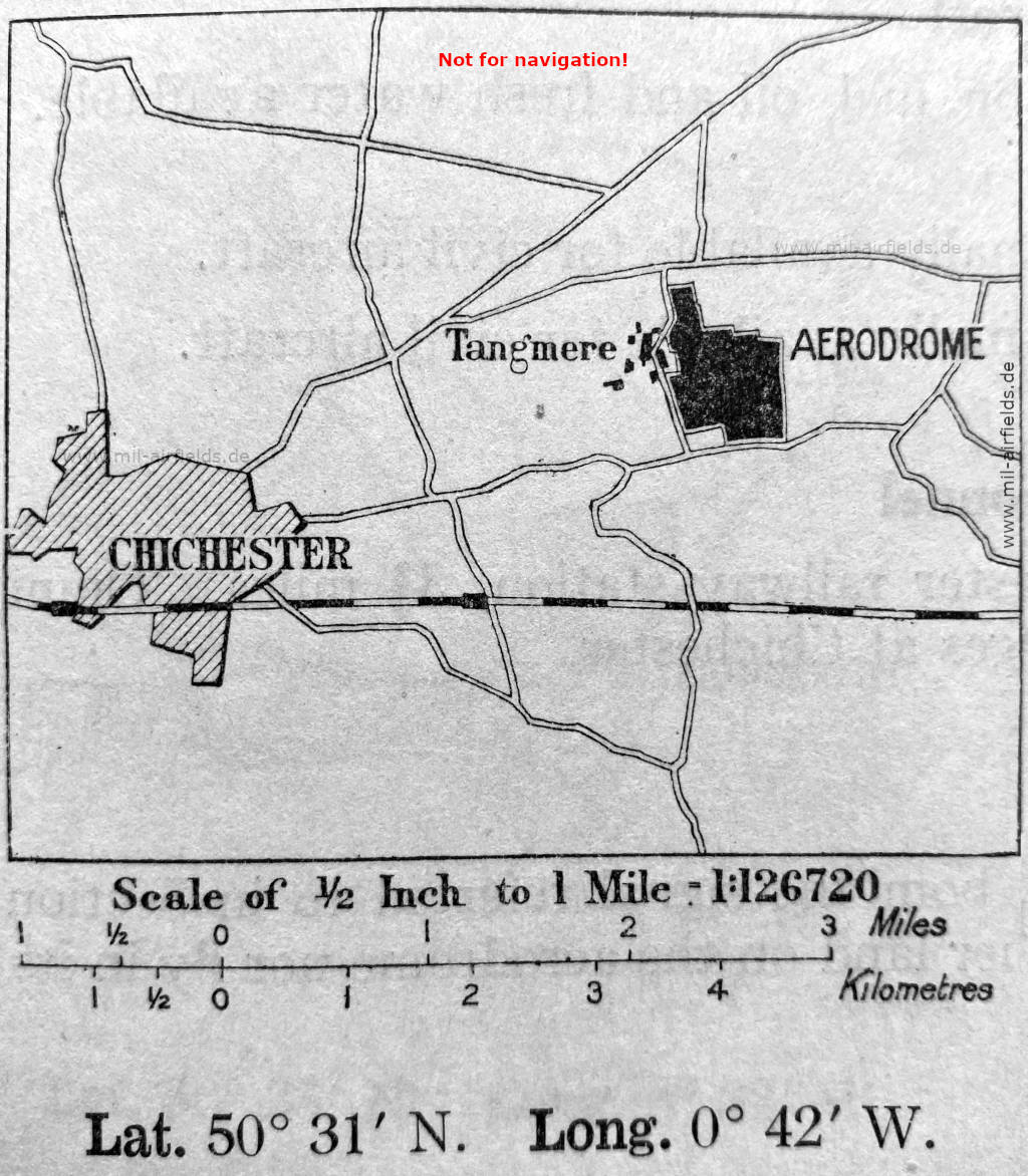 Flugplatz Tangmere auf einer Karte 1934