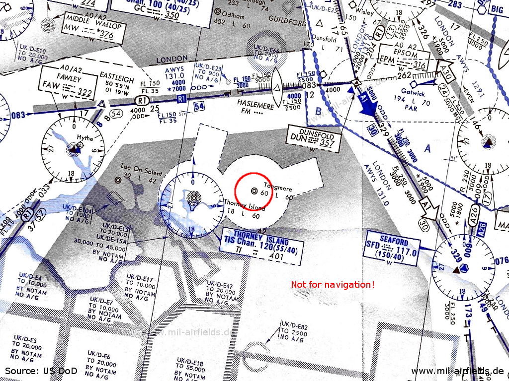 RAF Tangmere auf einer Karte 1963