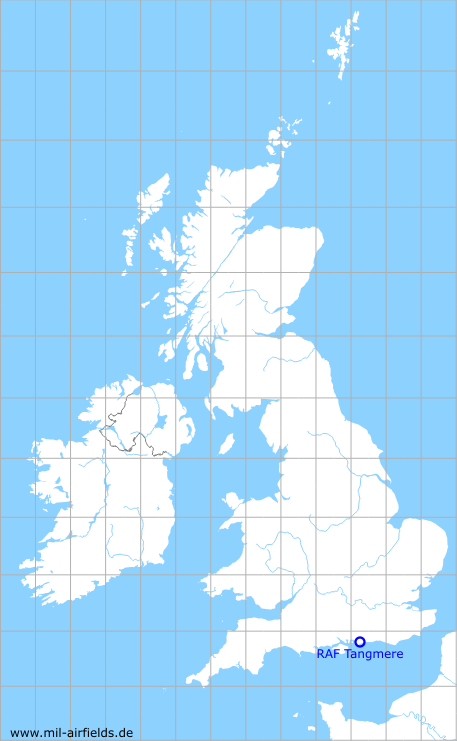 Karte mit Lage Flugplatz RAF Tangmere, Großbritannien
