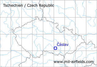 Karte mit Lage Flugplatz Čáslav, Tschechien