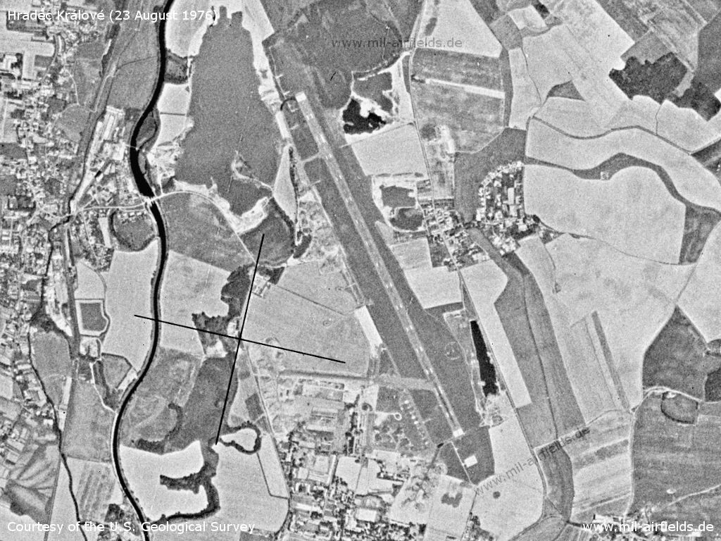 Hradec Králové Airfield, Czechia, on a US satellite image 1976