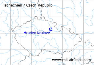 Map with location of Hradec Králové Airfield, Czech Republic