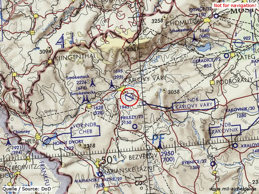 Karlovy Vary Airport on a map 1972