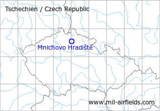 Karte mit Lage Flugplatz Mnichovo Hradiště, Tschechien