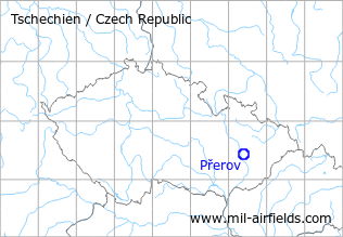 Karte mit Lage Flugplatz Přerov, Tschechien