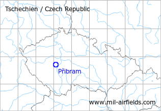 Map with location of Přibram Airfield, Czech Republic