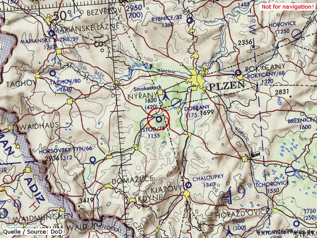Flugplatz Stod auf einer Karte 1972
