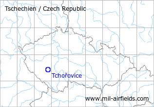 Karte mit Lage Flugplatz Tchořovice, Tschechien