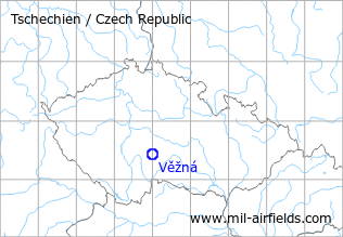Map with location of Věžná Airfield, Czech Republic