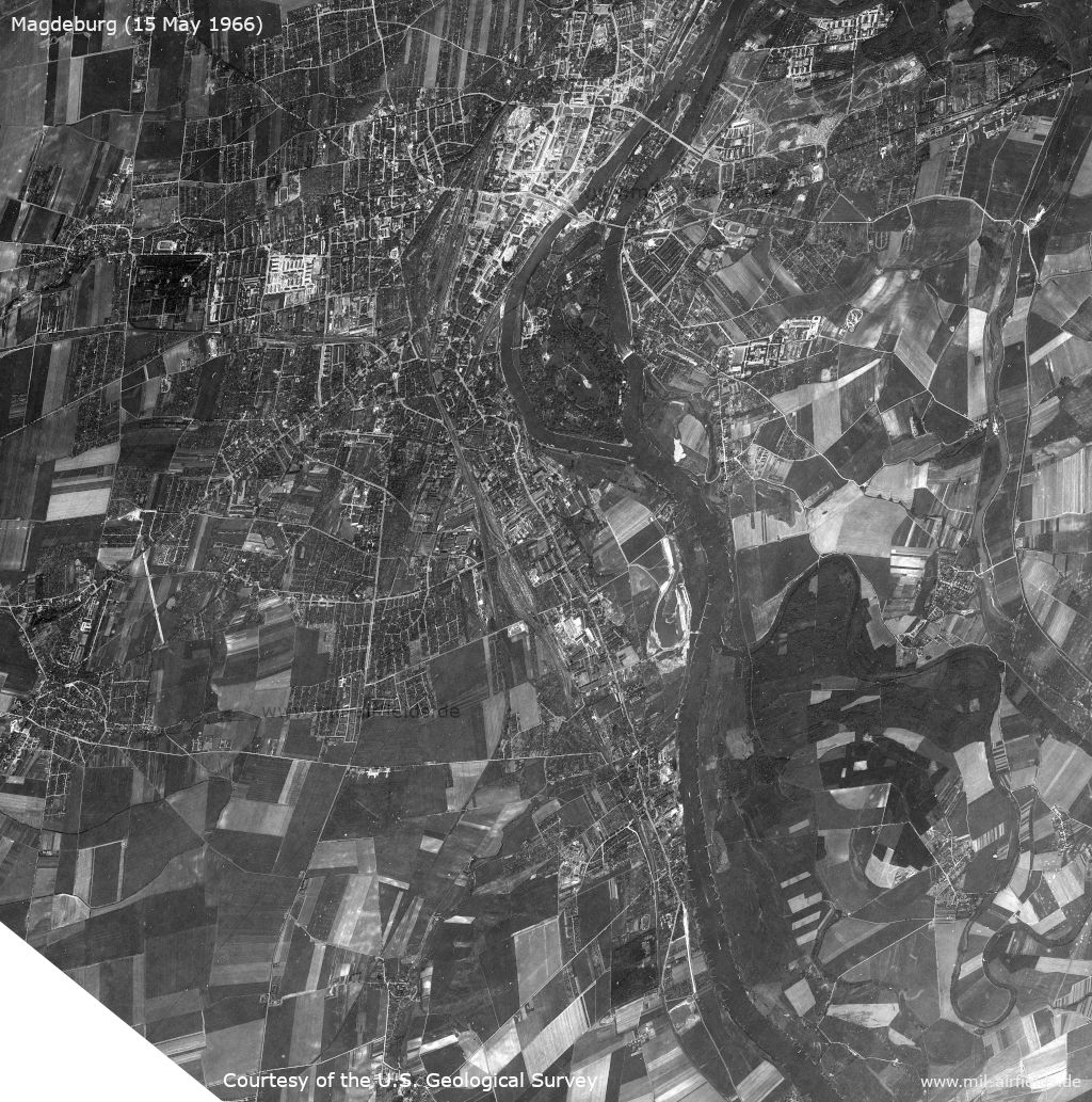 Satellitenbild Norden von Magdeburg DDR 1966