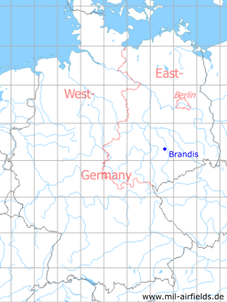 Karte mit Lage Brandis, DDR