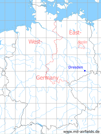 Karte mit Lage Dresden, DDR