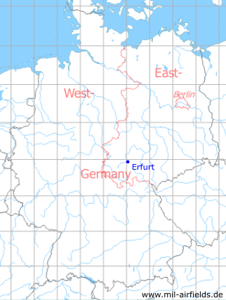 Karte mit Lage Erfurt, DDR
