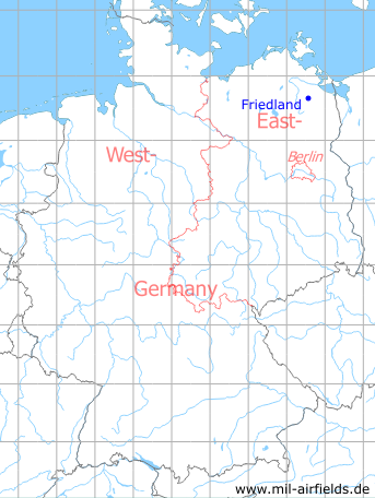 Karte mit Lage Friedland (Mecklenburg), DDR