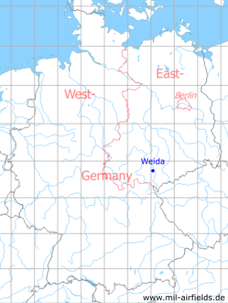 Karte mit Lage Weida, DDR